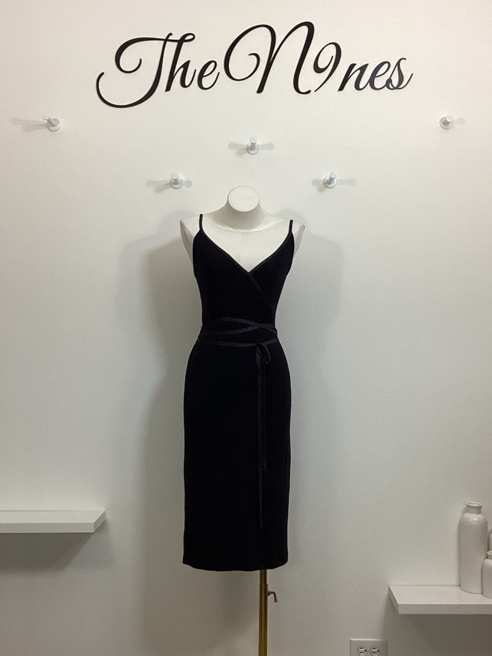 ATM Black Tank Style Sleeveless Dress w/ Silver Edging Large NWT